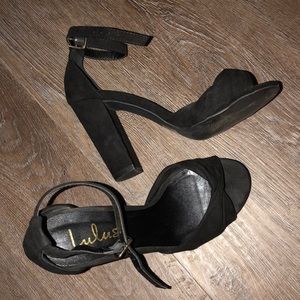 Black Suede Ankle Strap Heels
